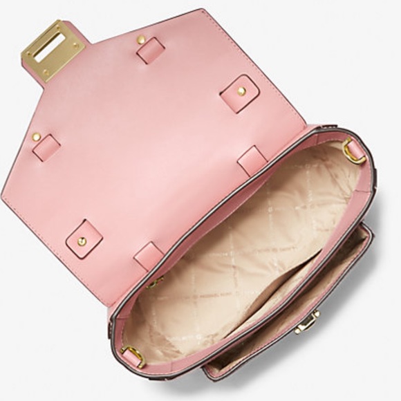 MICHAEL KORS 
Manhattan Medium Leather and Logo Satchel PRIMROSE/ BROWN SIGNATUR - Picture 14 of 16